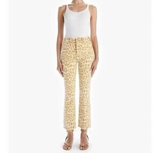 Womens Mother The Hustler Ankle Fray Leopard Print Jeans Size 27 EUC!